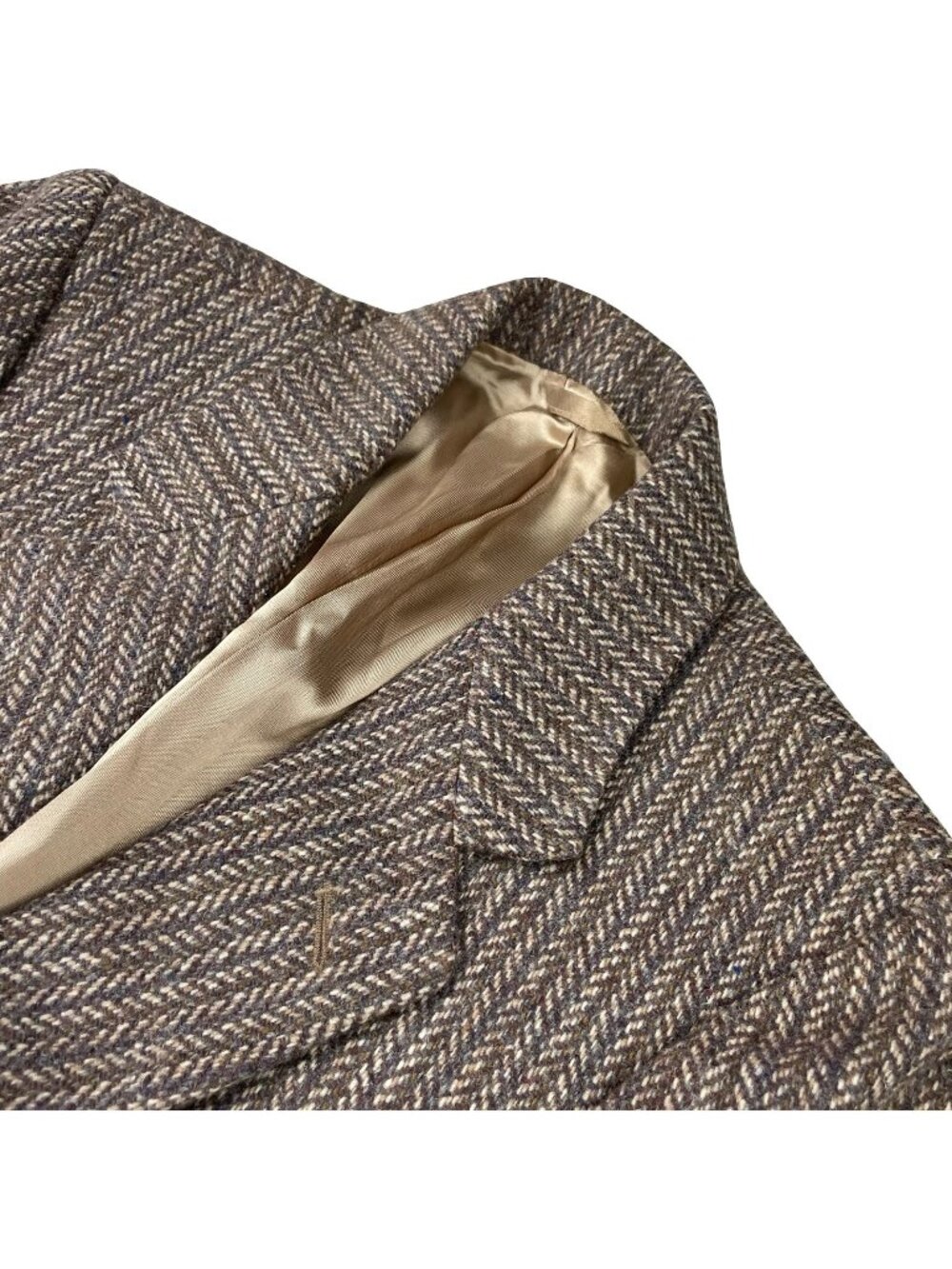 VTG Woodmere Men’s Wool Tweed Fitted 2-Button Blazer Beige/Gray Stripe • 38L